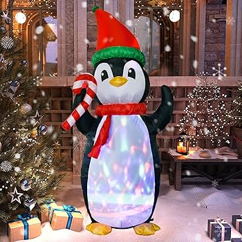 snowman ランプ penguin 電気 Xmas 置物 christmas 6 Ft Christmas Inflatable with Lights Animated Santa Penguin